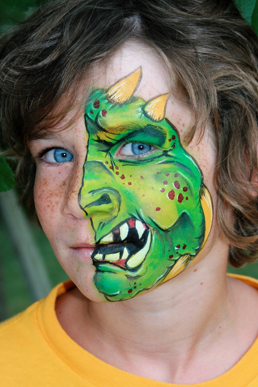 Monster face painting for Halloween
