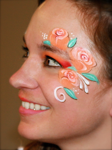 Floral face art design with colorful details