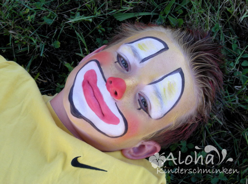 Clown face painting for children's parties and celebrations