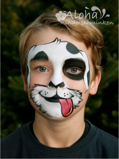 Dalmatian dog face paint art for children