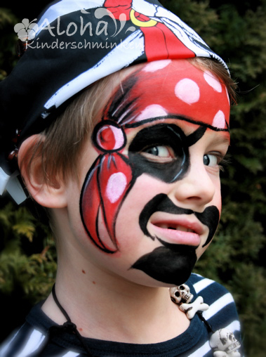 Pirate face painting for children with a classic design