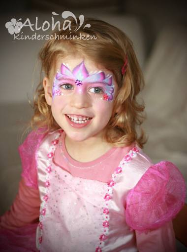 Elegant princess face painting design with fine details