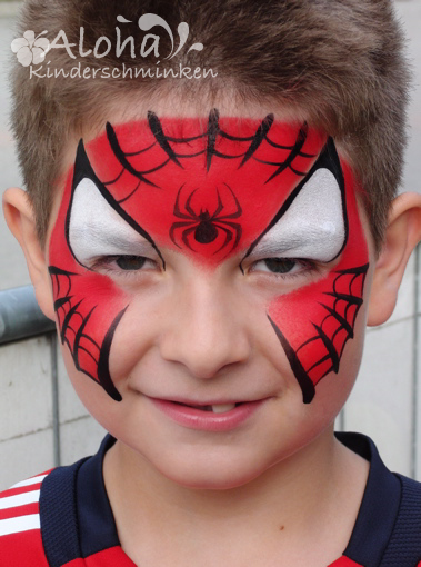 Spiderman face painting inspired by cosplay characters
